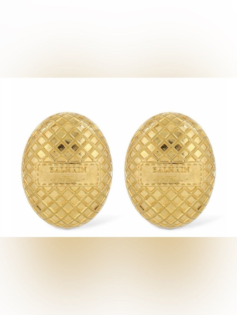 BALMAIN - Signature Grid Brass Earrings NWT